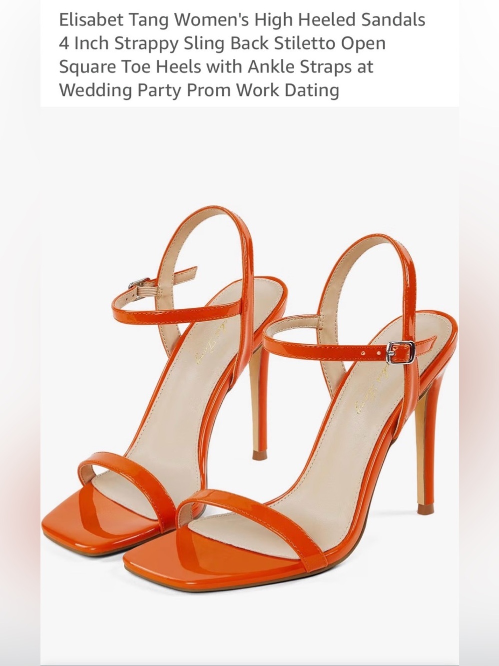 Orange Patent Stiletto Slingback Sandals